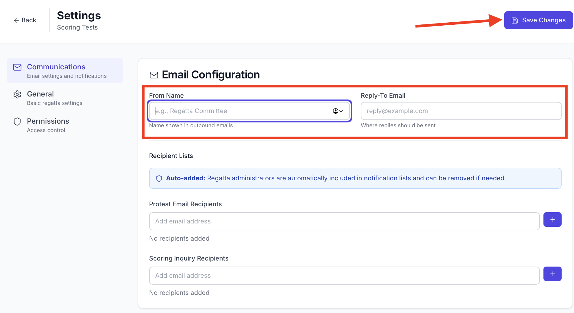 Communications Settings