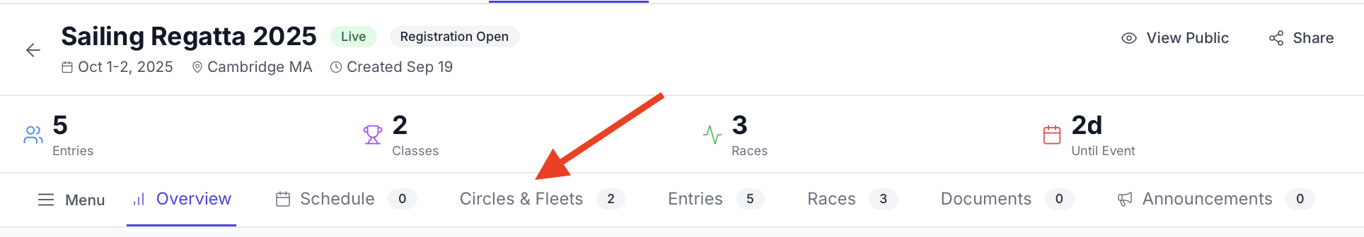 Managing fleets and circles after event creation