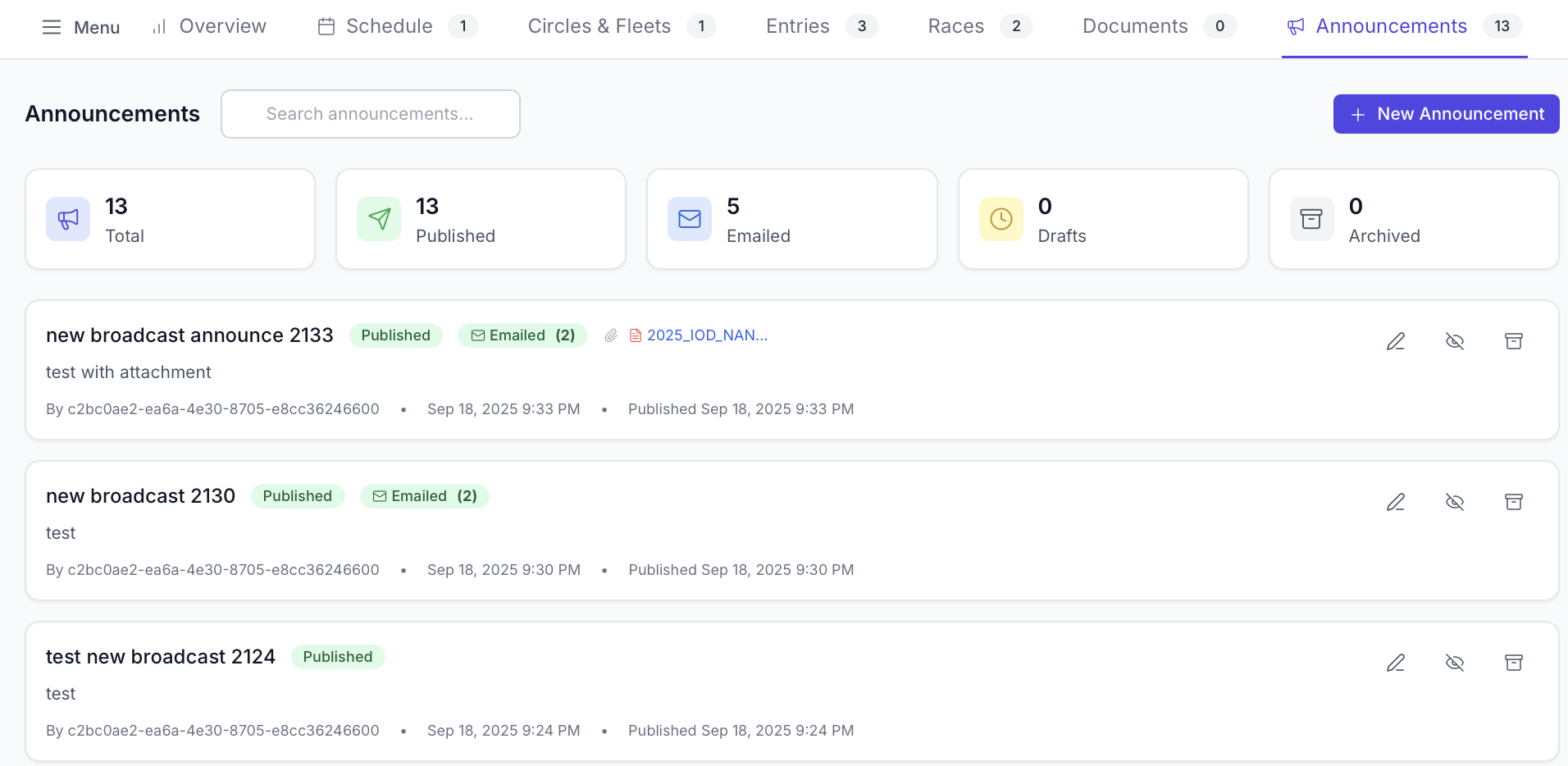 Posting and Sending Announcements