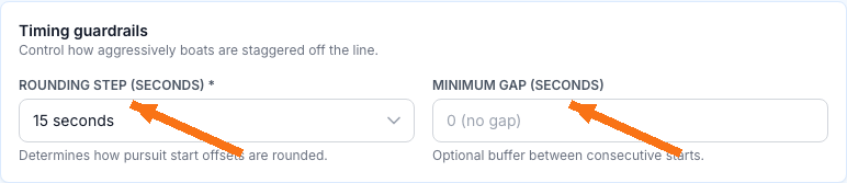 Timing guardrails controls for rounding step and minimum gap