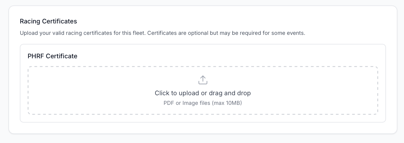 Certificate upload box during registration