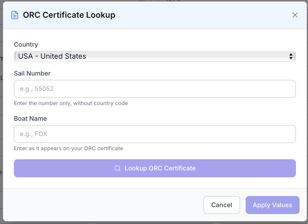 ORC lookup search interface